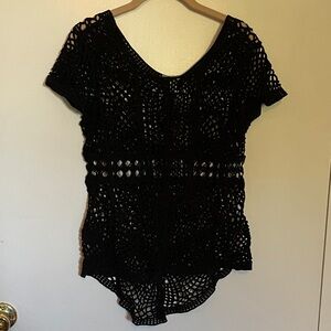 Cato Black Crochet 100% cotton Top